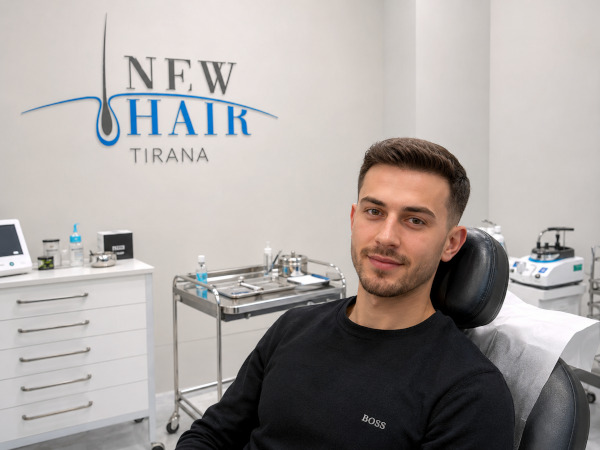 Medico esegue un trapianto di capelli sotto una lampada chirurgica.